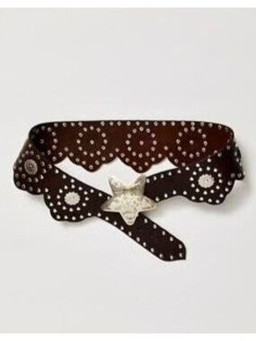 Free People Solar Myth Stud Belt Brown Leather Women S Country Western Boho Chic